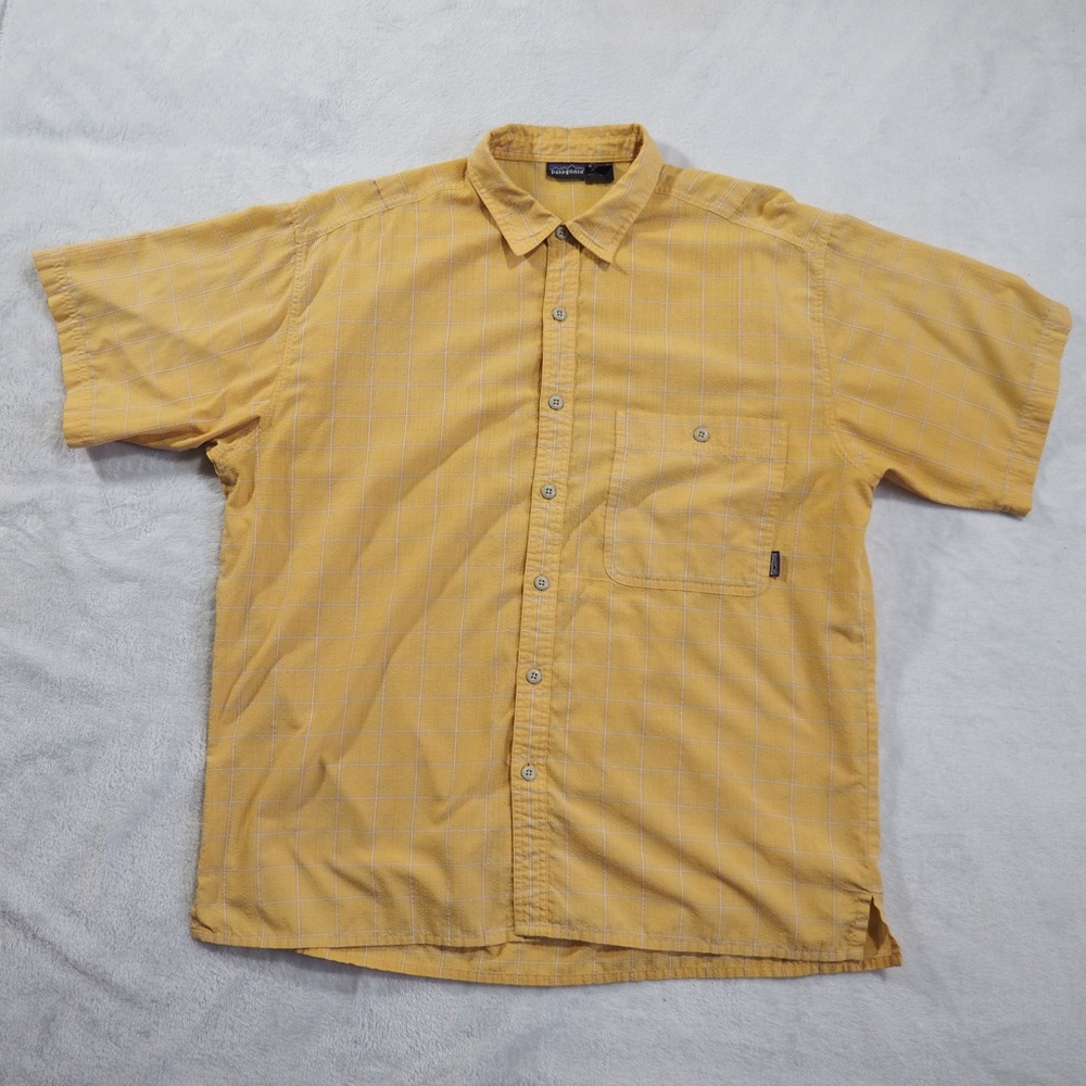 Patagonia Sz L Yellow Plaid Casual Button-Down Shirt